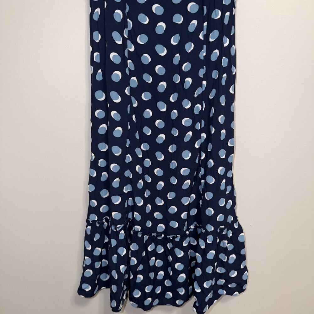 Ann Taylor XS Navy Polka Dot Midi Dress Short Sleeve - Picture 4 of 7